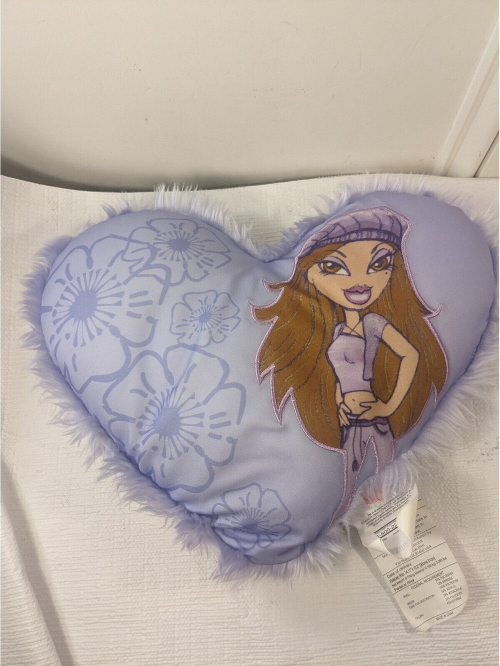 Vintage Bratz dolls pillow heart Yasmin MGA home decor room purple brats floral